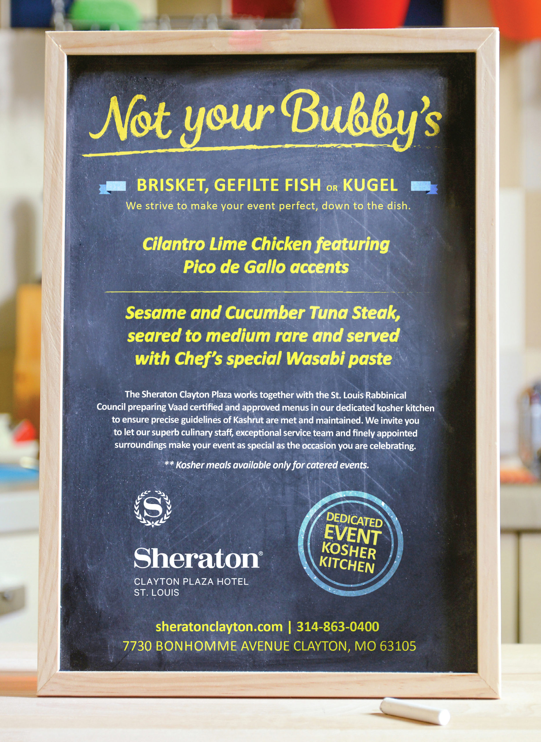 St. Louis Jewish Light - Advertising Design Sheraton Clayton Kosher Kitchen Ad Portfolio Image - Designs by Martin Holloway